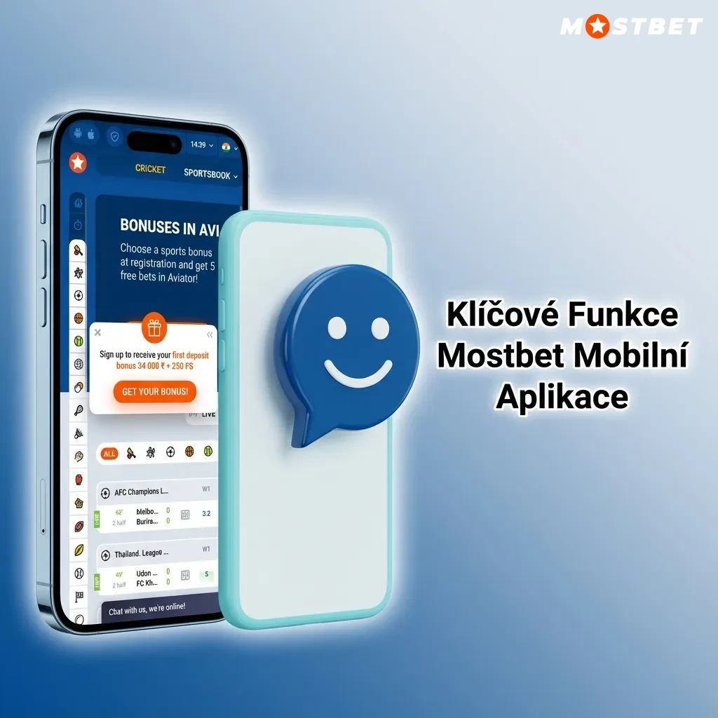 Mostbet mobilní aplikace rozhraní zobrazující sportovní sázení a kasinové hry s českým jazykem a platbami v CZK
