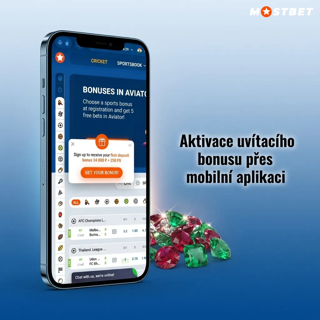 Mobilní aplikace s kroky aktivace uvítacího bonusu - registrace, vklad a sázení v telefonu