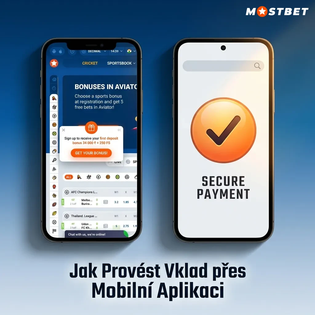 Guide showing steps to deposit money via Mostbet mobile app: login, select deposit, choose payment method, confirm transaction.