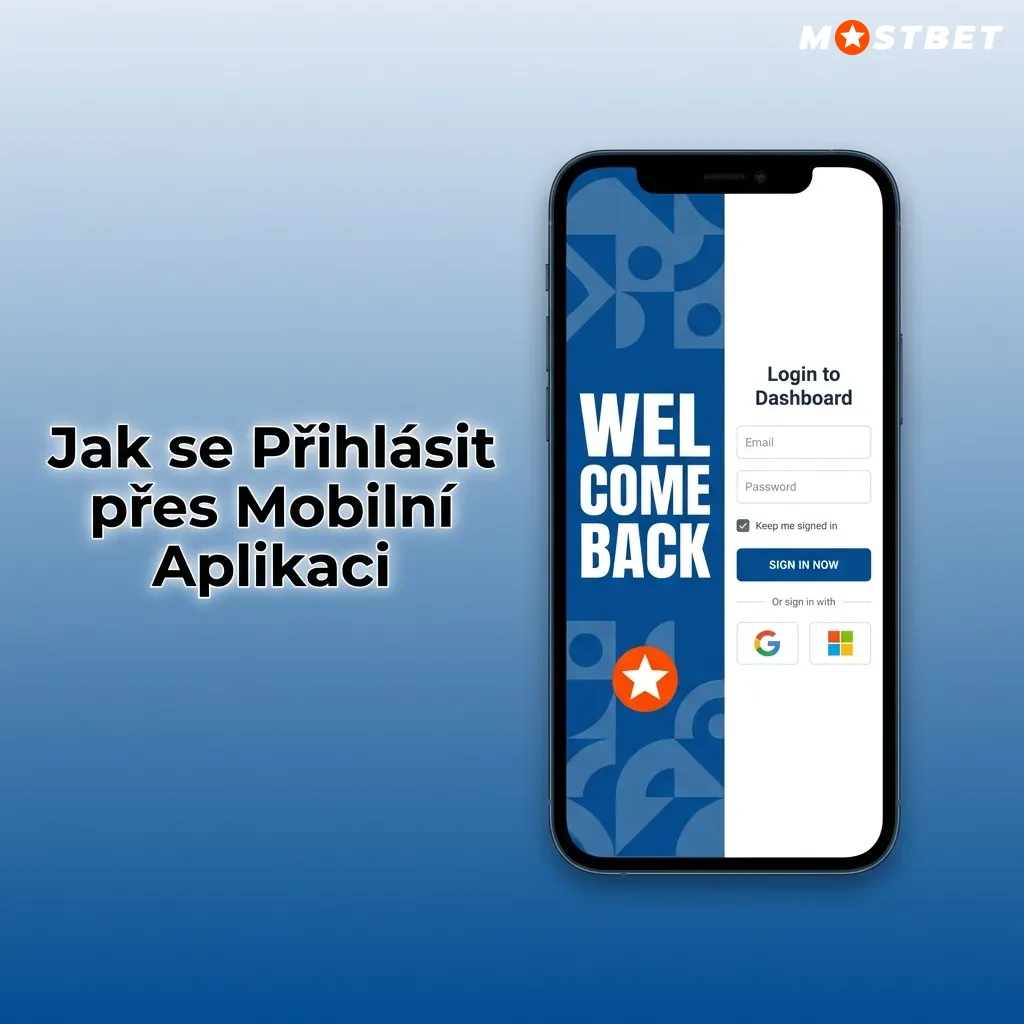Mostbet mobile app login screen showing sign-in button and credential fields on iOS device