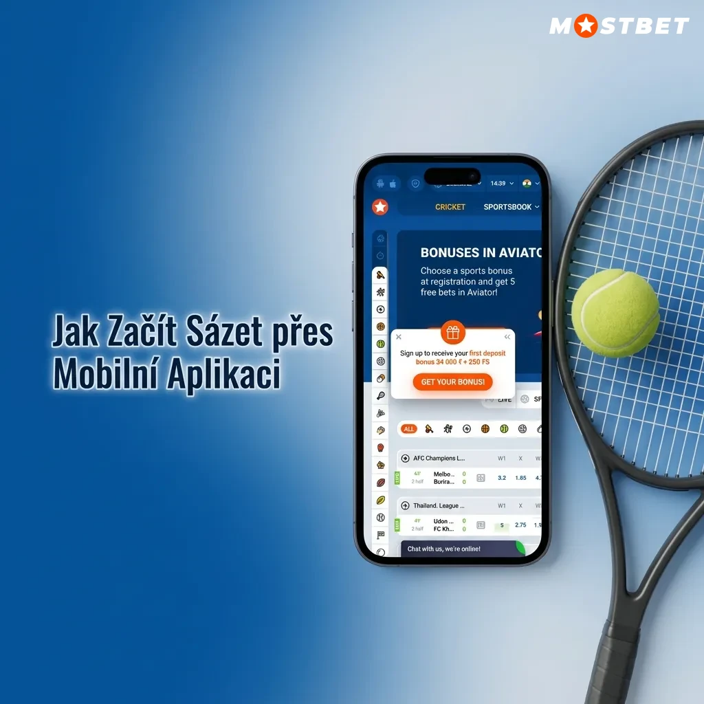 Mobilní obrazovka Mostbet aplikace ukazující proces sázení na sportovní událost s výběrem kurzu a potvrzením sázky