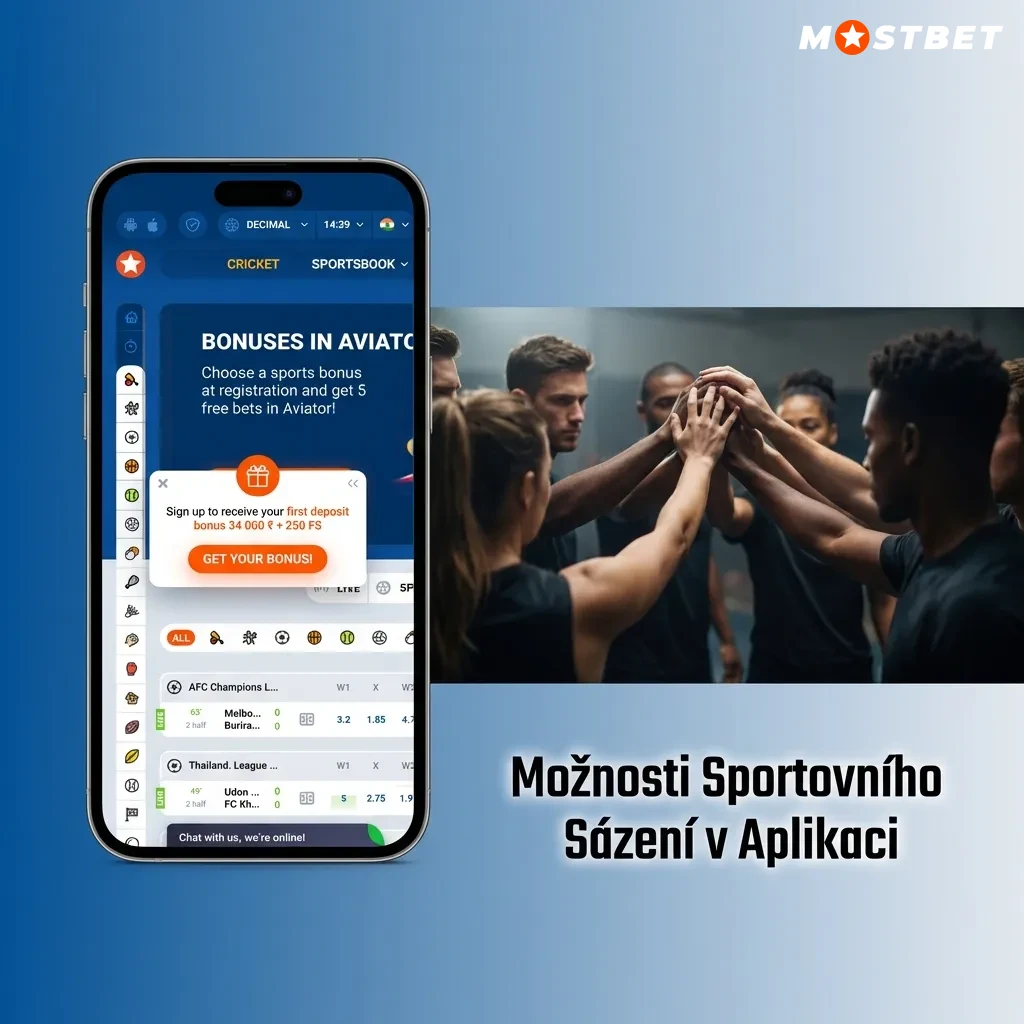 Mostbet app sports betting interface showing multiple sports options including football, hockey, tennis, basketball, and esports