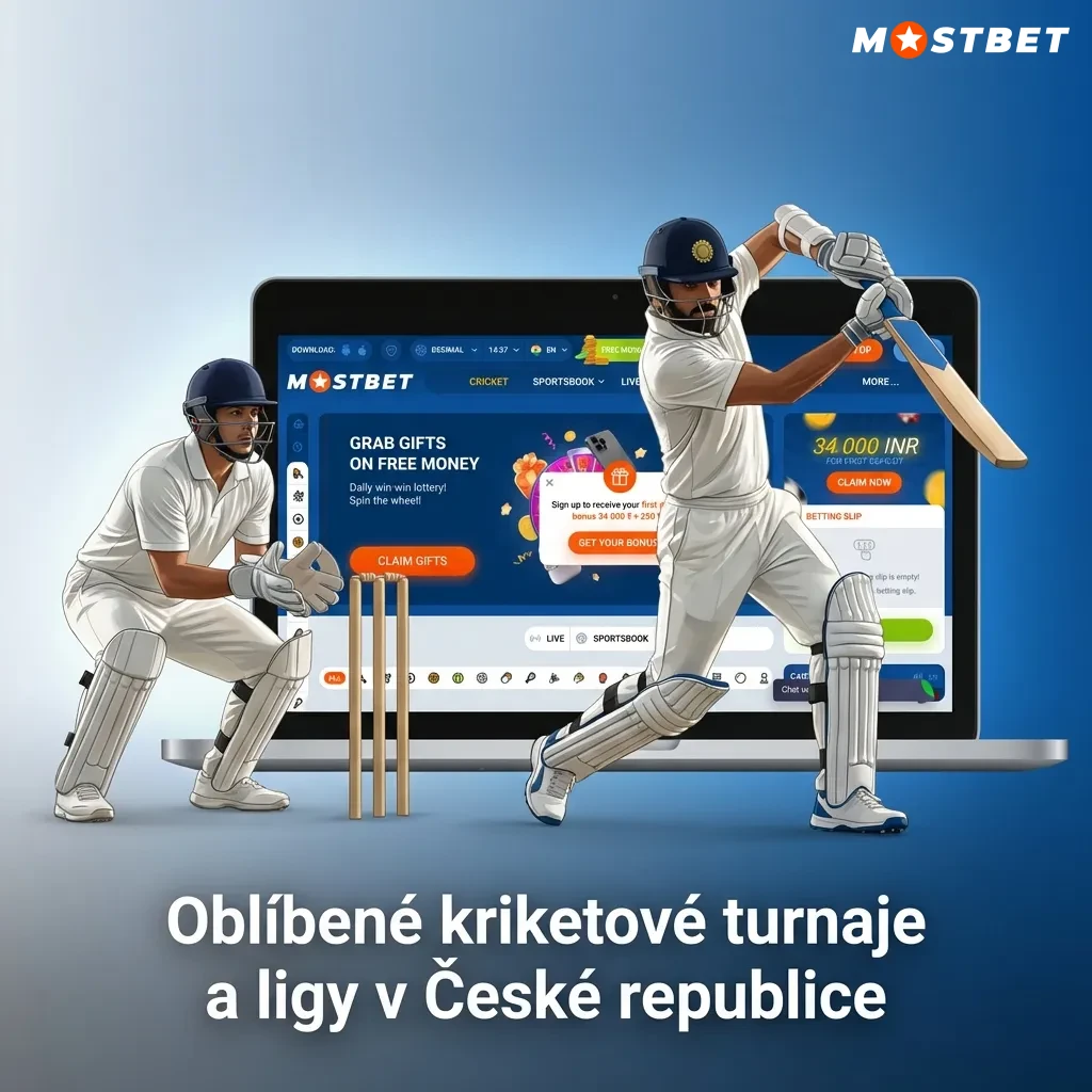 Cricket tournaments display on Mostbet: ICC World Cup, T20 World Cup, The Ashes, and Indian Premier League betting options