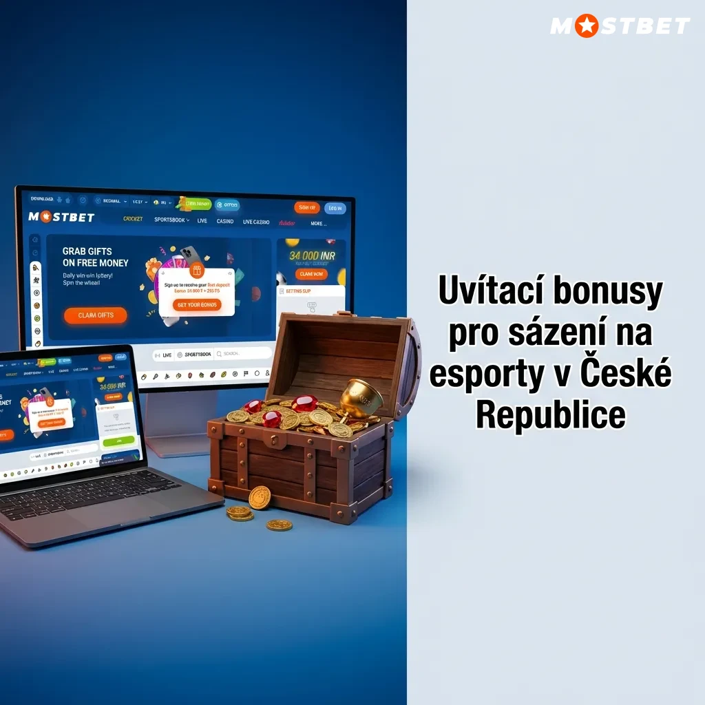Esports welcome bonus guide showing 125% deposit match up to 10,000 CZK plus 250 free spins registration steps