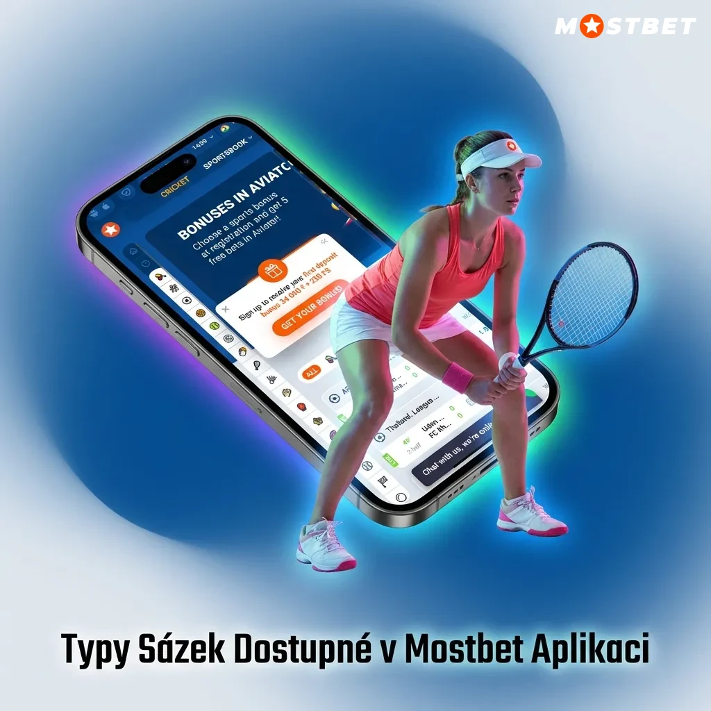 Mostbet app betting types overview showing single bets, accumulators, systems, live betting, and handicap options